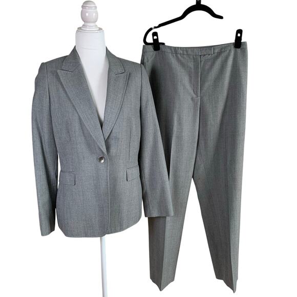 Tahari ASL Size 10 Women's 2-Piece Pant Suit w/ Blazer Jacket Gray Office Career - Picture 1 of 11